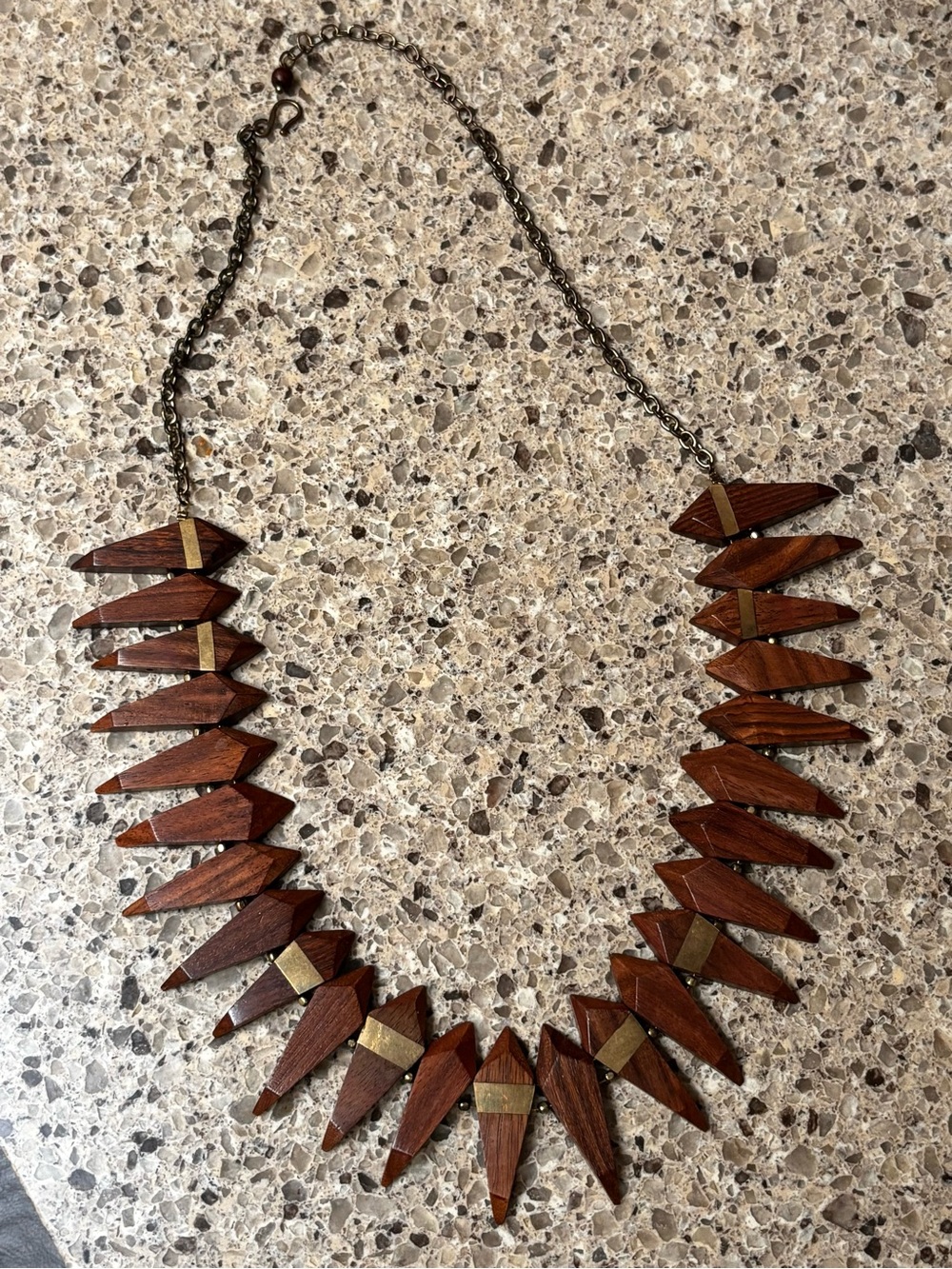 Noonday Collection Wooden Geometric Necklace - Brown with Brass Accents